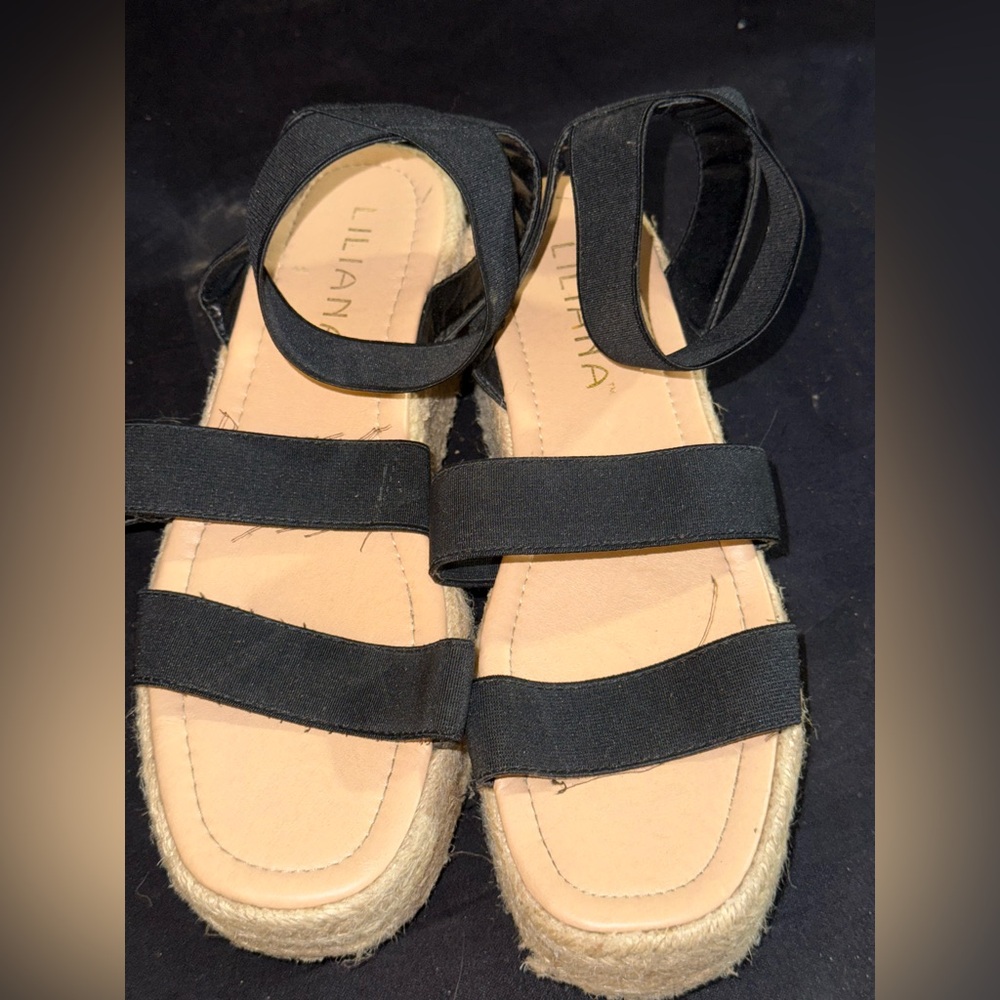 Liliana Black Strappy Espadrilles